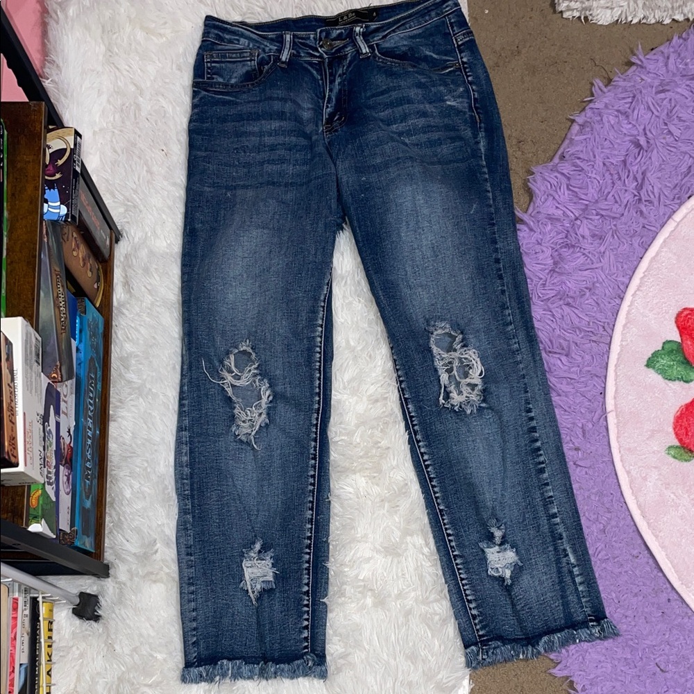 Lucky and blessed L&B boyfriend distressed jeans